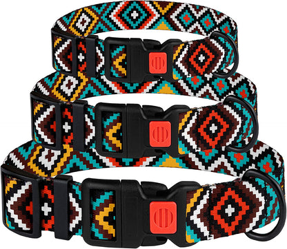 Aztec Dog Collar Adjustable Nylon Tribal Pattern Geometric Pet Collars for Dogs Small Medium Large Puppy