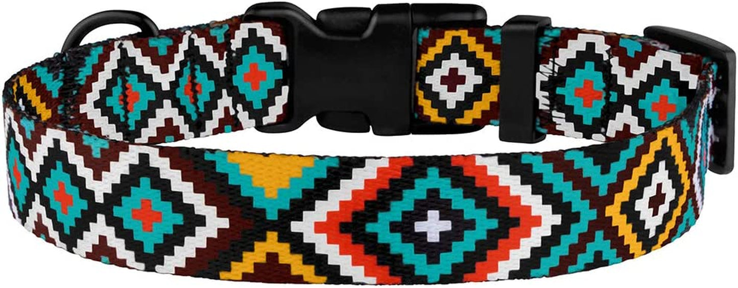 Aztec Dog Collar Adjustable Nylon Tribal Pattern Geometric Pet Collars for Dogs Small Medium Large Puppy