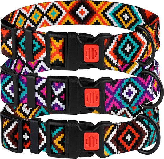 Aztec Dog Collar Adjustable Nylon Tribal Pattern Geometric Pet Collars for Dogs Small Medium Large Puppy