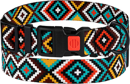 Aztec Dog Collar Adjustable Nylon Tribal Pattern Geometric Pet Collars for Dogs Small Medium Large Puppy